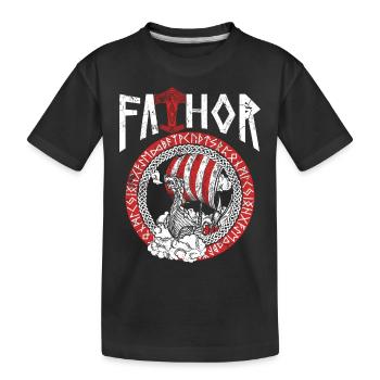 Conception du navire viking nordique Papa Vathor - T-shirt bio Premium Enfant - noir - Devant