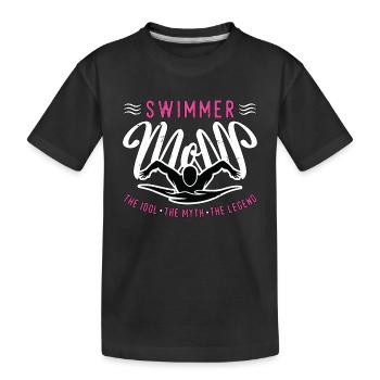 Maman nageuse L’idole Le mythe L’amoureux de la natation - T-shirt bio Premium Enfant - noir - Devant