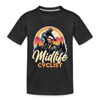 Midlife Cyclist Bike Racer Mountain Biking Cyclist - Kids' Premium Organic T-Shirt - black - Front