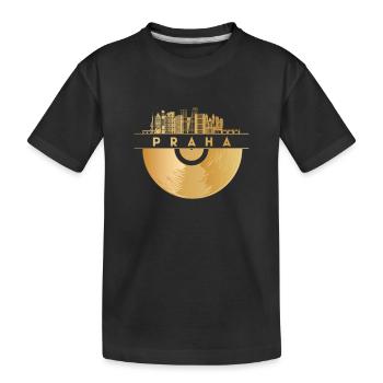Vinyl-Schallplatte Skyline-Tschechien-Prag-Praha - Kinder Premium Bio T-Shirt - Schwarz - Vorne
