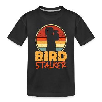 Observation des oiseaux Stalker Rétro Zoologiste Birding - T-shirt bio Premium Enfant - noir - Devant
