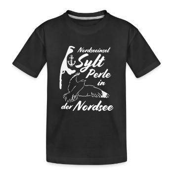 Sylt-Perle in der Nordsee - Kinder Premium Bio T-Shirt - Schwarz - Vorne