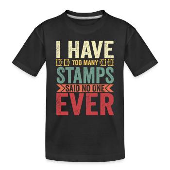 Passion philatélique sans fin : jamais trop de timbres - T-shirt bio Premium Enfant - noir - Devant