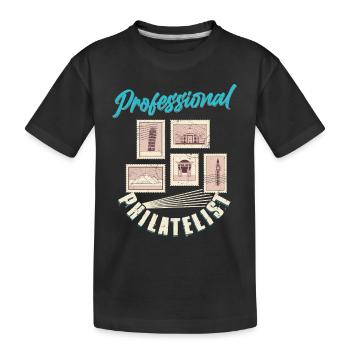 Expert en timbres : le philatéliste professionnel - T-shirt bio Premium Enfant - noir - Devant