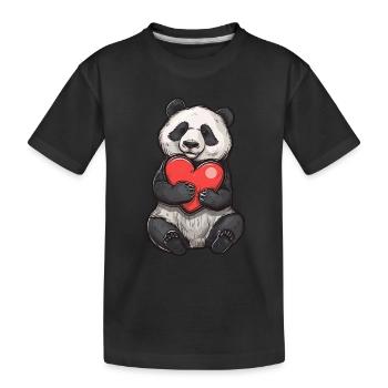 Mignon panda tenant un dessin de coeur rouge parfait pour - T-shirt bio Premium Enfant - noir - Devant