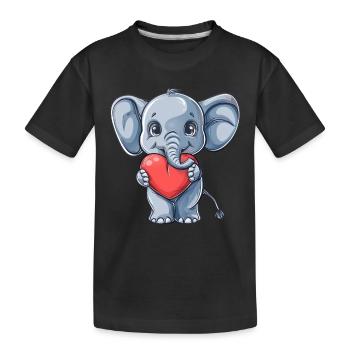 Cute Elephant Holding Heart Illustration for - Kinder Premium Bio T-Shirt - Schwarz - Vorne