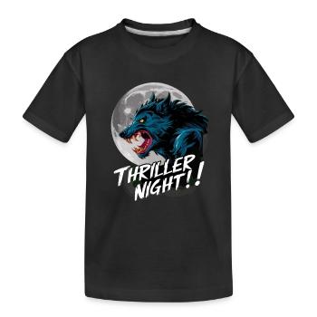 Thriller Nacht der Werwölfe und Mondscheinheulen - Kinder Premium Bio T-Shirt - Schwarz - Vorne