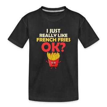 Les frites d’abord : c’est ma devise - T-shirt bio Premium Enfant - noir - Devant