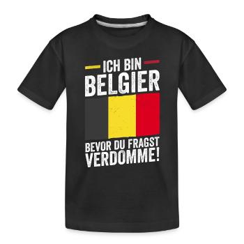 Belgian Belgian Belgium - Kids' Premium Organic T-Shirt - black - Front
