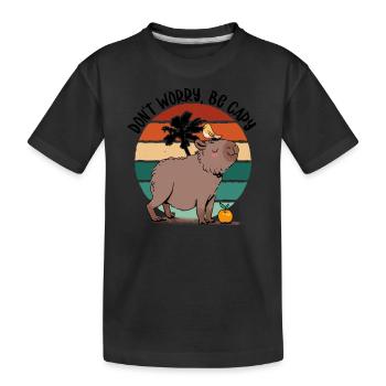 Cute Don't be Worry, Be Cappy Capybara - Kids' Premium Organic T-Shirt - black - Front