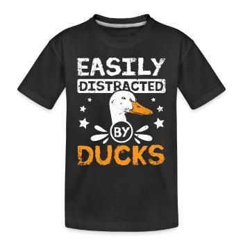 Canard pékin de compagnie facilement distrait par les canards - T-shirt bio Premium Enfant - noir - Devant