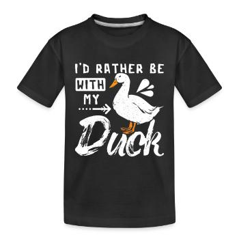 Je préfère être avec mon canard pékin de compagnie - T-shirt bio Premium Enfant - noir - Devant