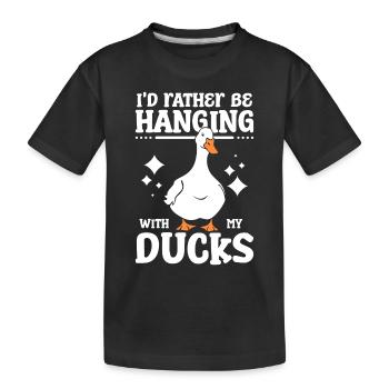 Je préfère être suspendu avec mes canards pékin de compagnie - T-shirt bio Premium Enfant - noir - Devant