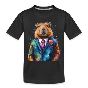 Capybara Anzug Capy Bunt Tier Design Print - Kinder Premium Bio T-Shirt - Schwarz - Vorne