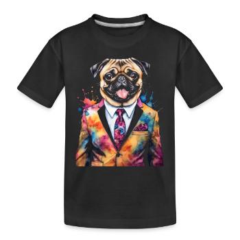 Carlin Costume Chien Coloré Drôle Animal Design Imprimer - T-shirt bio Premium Enfant - noir - Devant