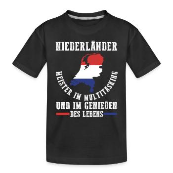 Niederländer Niederlande Holland - Kinder Premium Bio T-Shirt - Schwarz - Vorne