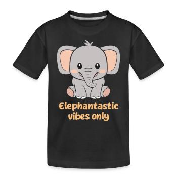 Elephantastic Vibes Nur süßer Elefant - Kinder Premium Bio T-Shirt - Schwarz - Vorne