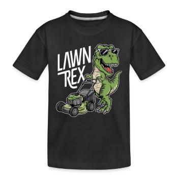 Funny Lawn-Rex Lawn Mower Garden Dinosaur - Kids' Premium Organic T-Shirt - black - Front