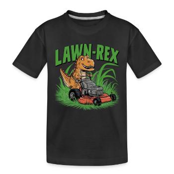 Funny Lawn-Rex Lawn Mower Garden Dinosaur - Kids' Premium Organic T-Shirt - black - Front