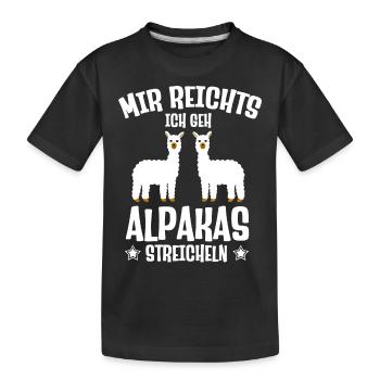 Mir reichts ich geh Alpakas streicheln llamas - Kinder Premium Bio T-Shirt - Schwarz - Vorne