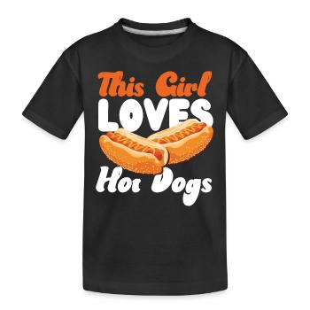 Hot Dog Adult Girl This Girl Loves - Kids' Premium Organic T-Shirt - black - Front