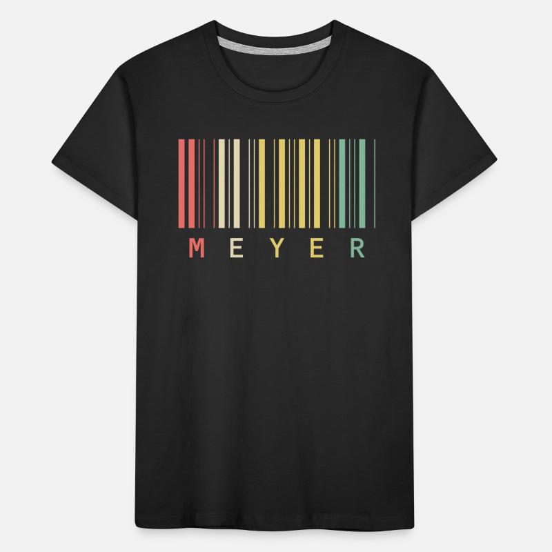 Nom de famille Meyer Code à barres Code à barres Cadeau T-shirt bio Premium Enfant