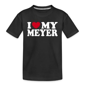 J’aime le cadeau de famille du nom de famille Meyer - T-shirt bio Premium Enfant - noir - Devant