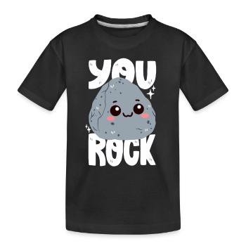 Du rockst! Stein-Wortwitz - Kinder Premium Bio T-Shirt - Schwarz - Vorne