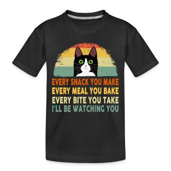 Lustige Katze Jede Mahlzeit, die du backst, jeder Snack, den du machst - Kinder Premium Bio T-Shirt - Schwarz - Vorne
