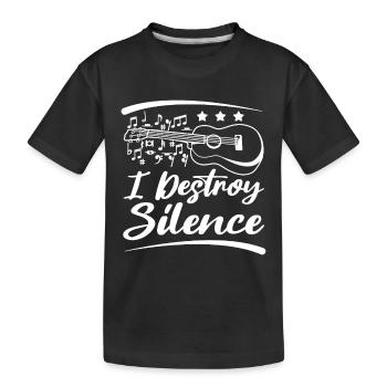 Je détruis le silence en jouant du ukulélé - T-shirt bio Premium Enfant - noir - Devant