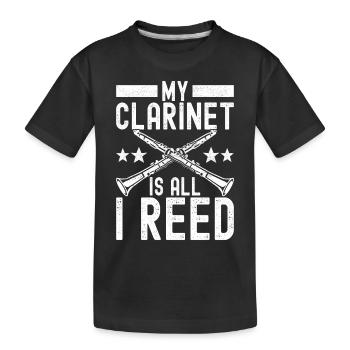 Klarinette Blasinstrument Klarinettenspieler - Kinder Premium Bio T-Shirt - Schwarz - Vorne