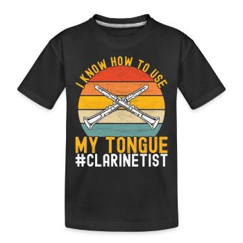 Klarinette Blasinstrument Klarinettenspieler - Kinder Premium Bio T-Shirt - Schwarz - Vorne