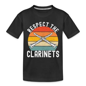 Klarinette Blasinstrument Klarinettenspieler - Kinder Premium Bio T-Shirt - Schwarz - Vorne