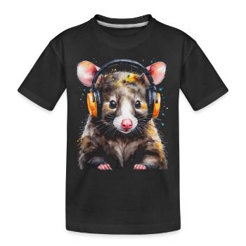 Casque Opossum Imprimé de conception animale colorée - T-shirt bio Premium Enfant - noir - Devant