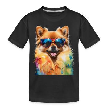Pomeranian Pomeranian Sunglasses Dog Print - Kids' Premium Organic T-Shirt - black - Front