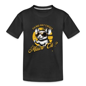 Ich mag halt einfach Mäuse - Kinder Premium Bio T-Shirt - Schwarz - Vorne