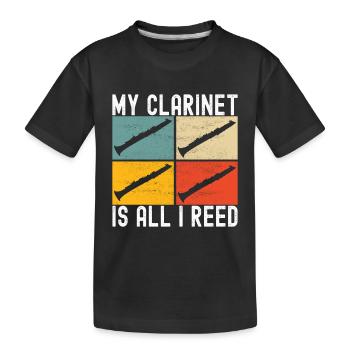 Klarinette Blasinstrument Klarinettenspieler - Kinder Premium Bio T-Shirt - Schwarz - Vorne