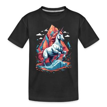 Licornes drôles Licorne aux couleurs vives - T-shirt bio Premium Enfant - noir - Devant