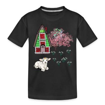 Joyeuses Pâques Agneau Schaff Pâques Nature Printemps - T-shirt bio Premium Enfant - noir - Devant