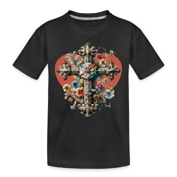 Kreuz Kruzifix Halloween Kreuz Kreuze - Kinder Premium Bio T-Shirt - Schwarz - Vorne