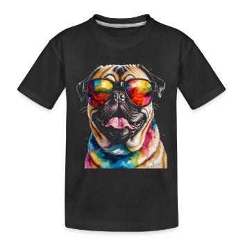 Carlin Lunettes De Soleil Chien Coloré Drôle Design Imprimer - T-shirt bio Premium Enfant - noir - Devant