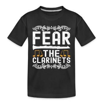 Klarinette Blasinstrument Klarinettenspieler - Kinder Premium Bio T-Shirt - Schwarz - Vorne