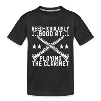 Klarinette Blasinstrument Klarinettenspieler - Kinder Premium Bio T-Shirt - Schwarz - Vorne