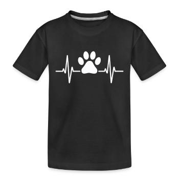 Heartbeat with paw print - Kids' Premium Organic T-Shirt - black - Front