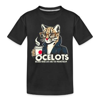 Ozelot Wild Cat Exotic Pets Jungle Big Cat - Kinder Premium Bio T-Shirt - Schwarz - Vorne