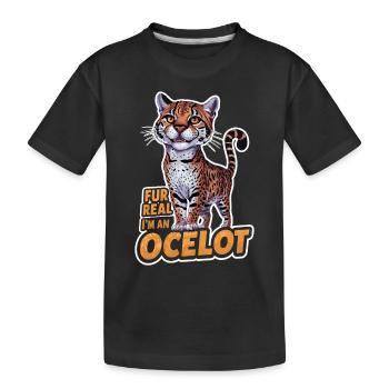 Ozelot Wild Cat Exotic Pets Jungle Big Cat - Kinder Premium Bio T-Shirt - Schwarz - Vorne
