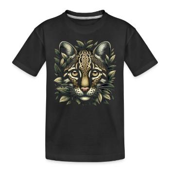 Ozelot Wild Cat Exotic Pets Jungle Big Cat - Kinder Premium Bio T-Shirt - Schwarz - Vorne