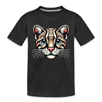 Ozelot Wild Cat Exotic Pets Jungle Big Cat - Kinder Premium Bio T-Shirt - Schwarz - Vorne