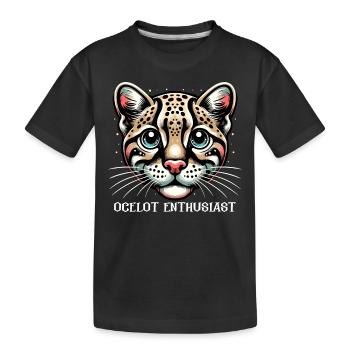 Ozelot Wild Cat Exotic Pets Jungle Big Cat - Kinder Premium Bio T-Shirt - Schwarz - Vorne