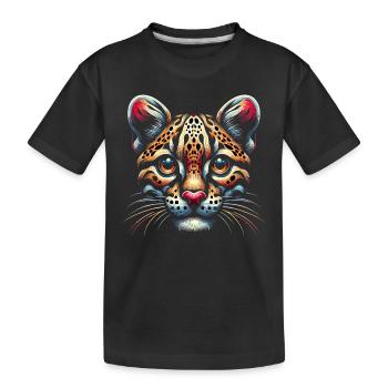 Ozelot Wild Cat Exotic Pets Jungle Big Cat - Kinder Premium Bio T-Shirt - Schwarz - Vorne